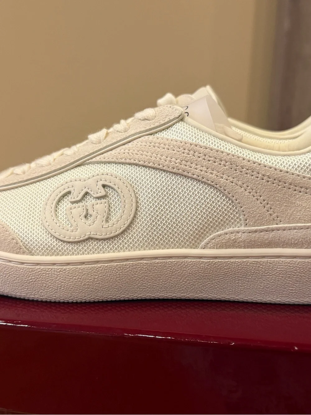 Gucci G75 GG Suede & Knit Low Top Sneaker